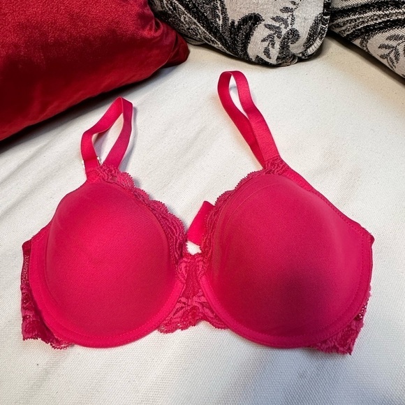 BRA NATORI 32D 741299 Coral underwire lightly padded lace 3456 PS - Picture 2 of 10